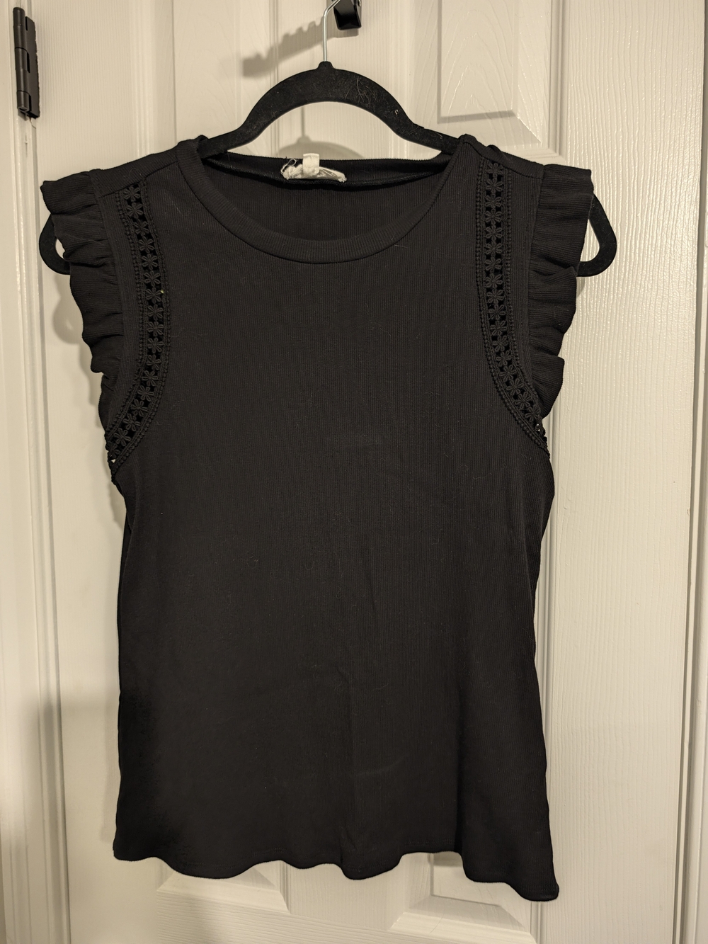Women's Black Ruffle Sleeve Tank Top